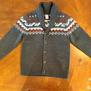 CARTER’S Boy’s Gray Shawl Collar Cardigan with Pattern